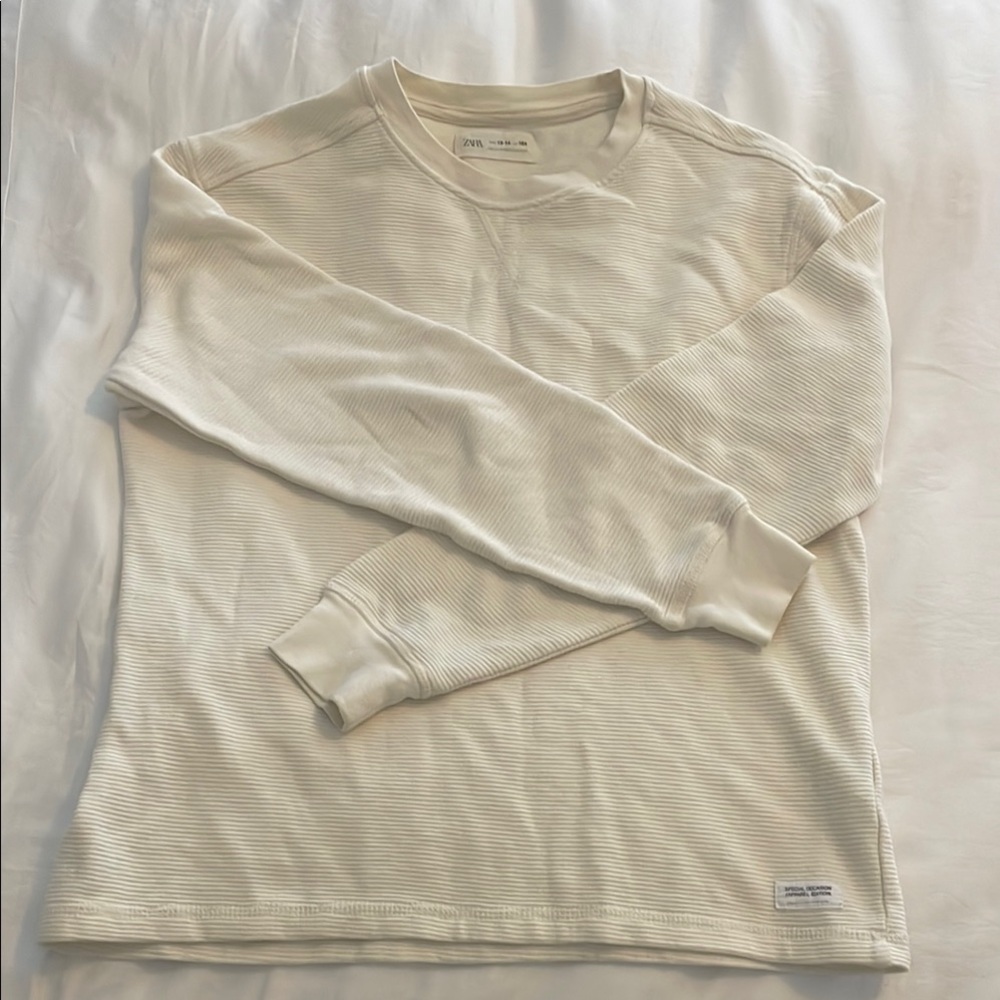 EUC Zara boy 13-14Cream Long Sleeve Shirt